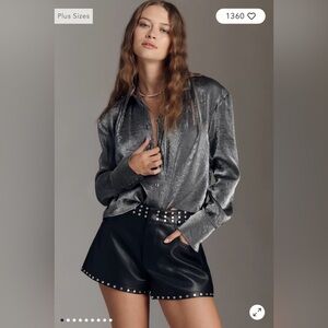 Anthropologie Pilcro Silver Button Down Blouse